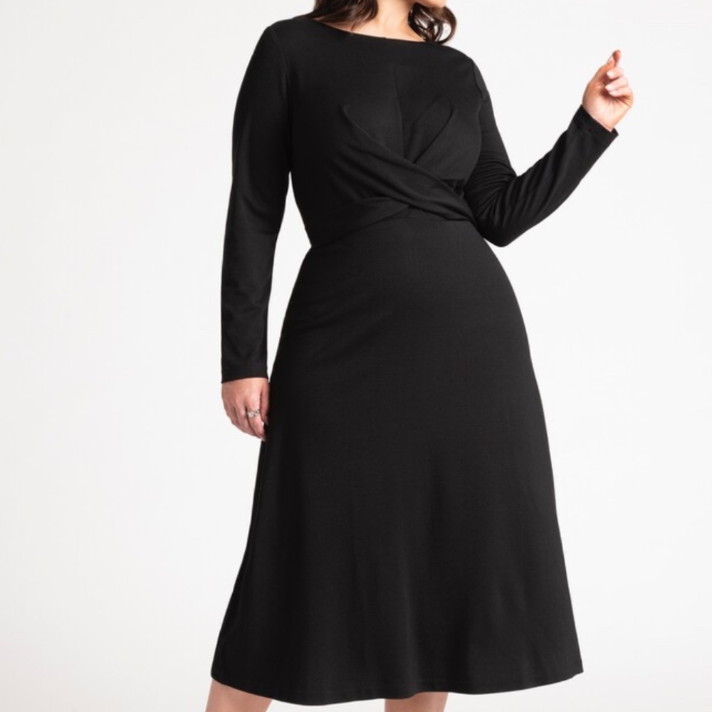 Eloquii Black Onyx Ponte Twist Detail Dress